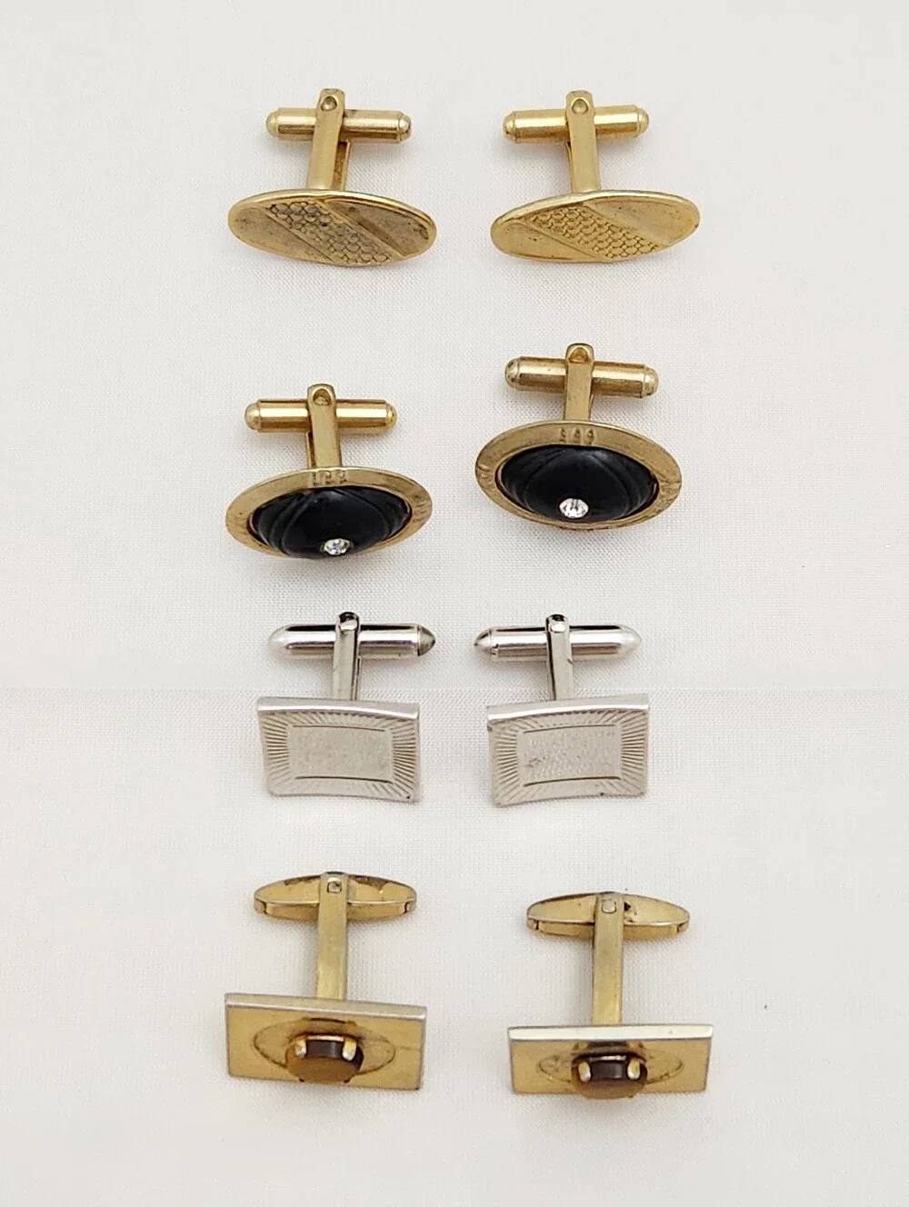 Vintage Cufflinks Lot Foster Swank Cuff Links Gold Color Silver Tone 4 Pairs VTG